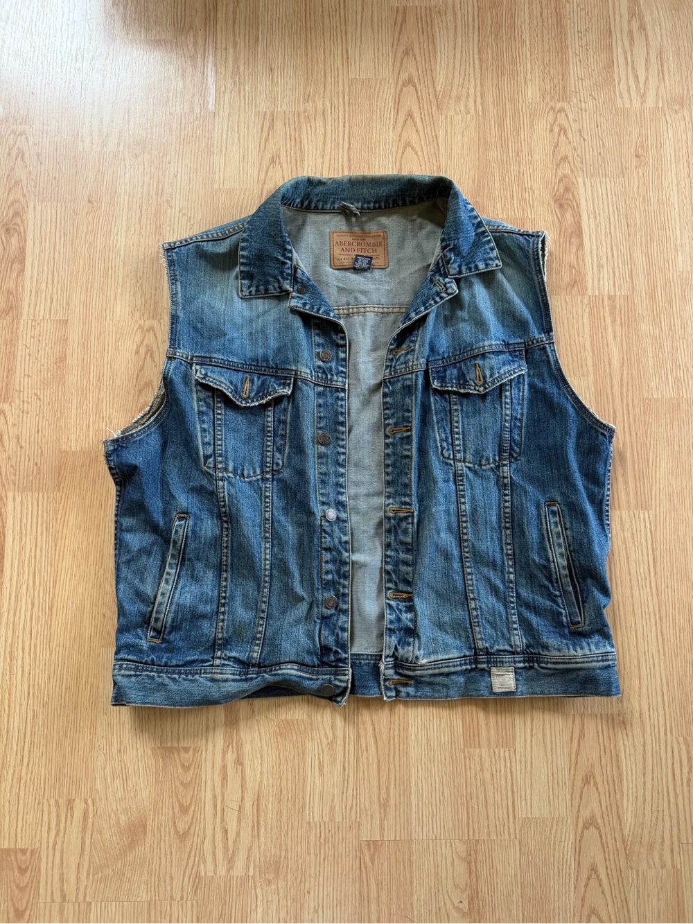 Vintage Abercrombie & Fitch Denim Sleeveless Trucker Vest - Blue